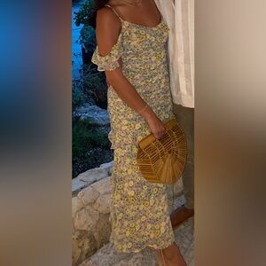 ASTR The Label Floral Ruched Midi Dress